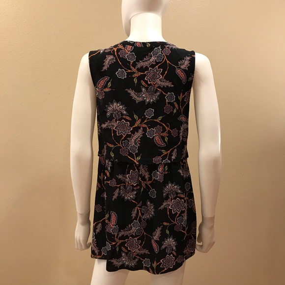 J Jill Sleeveless Tunic Top Womens Size XS Relaxed Fit Shirred Waist Button Up - Picture 3 of 14